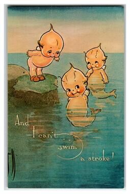 Vintage Kewpie Postcard Lot of 5 Rose O'Neill Winter, Mermaid, Chicks, Easter